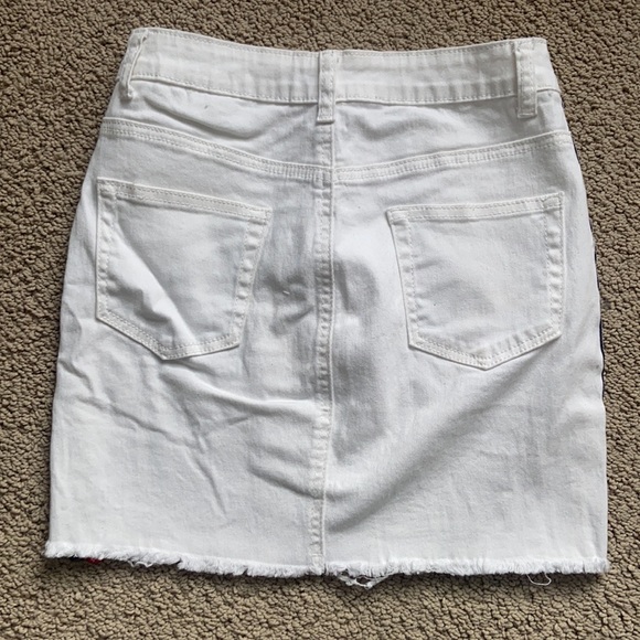 White Jean Skirt with Red, White and Blue detailing - Picture 5 of 6